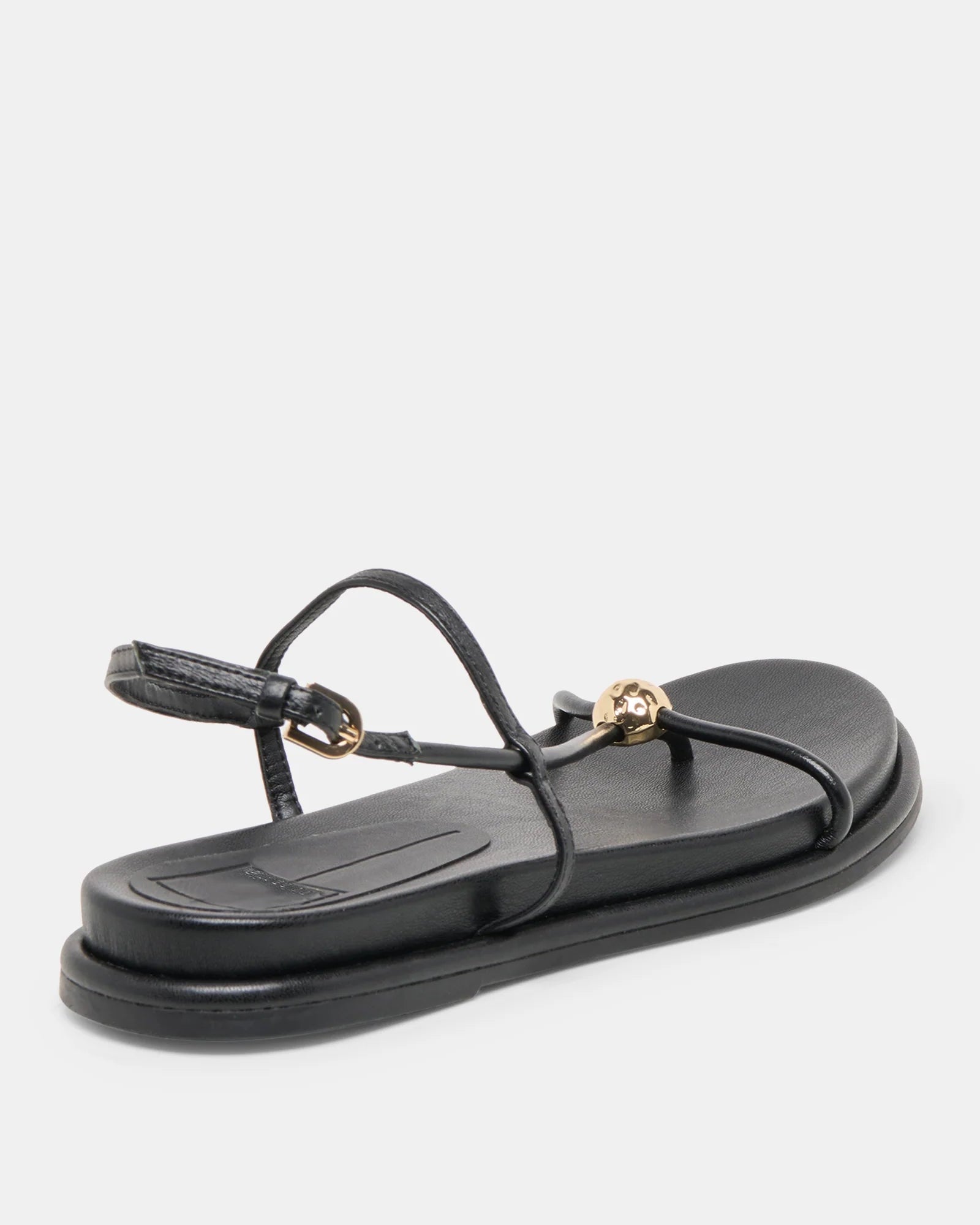 black strappy sandal with gold