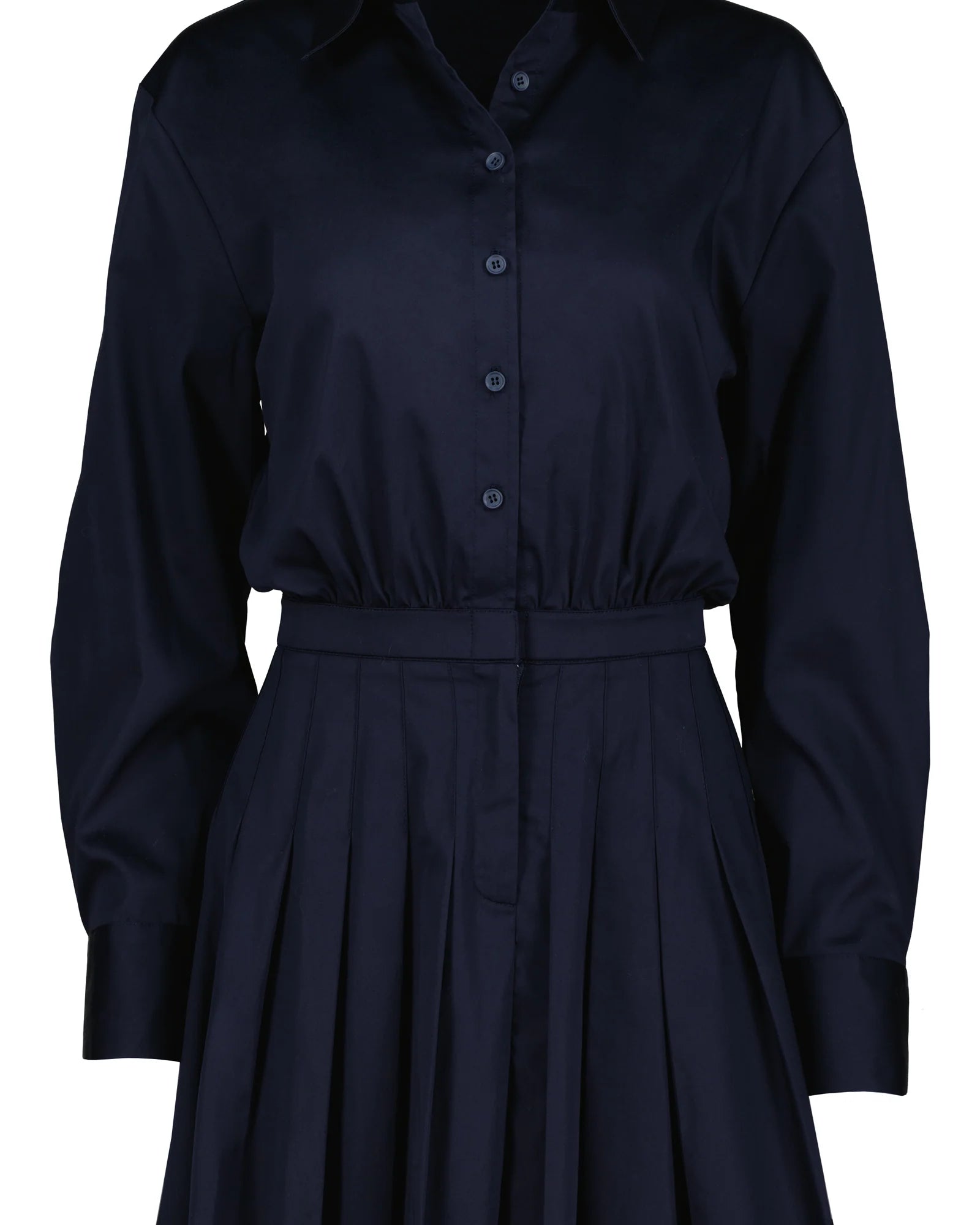 mini dress in navy with pleated skirt and blouse top
