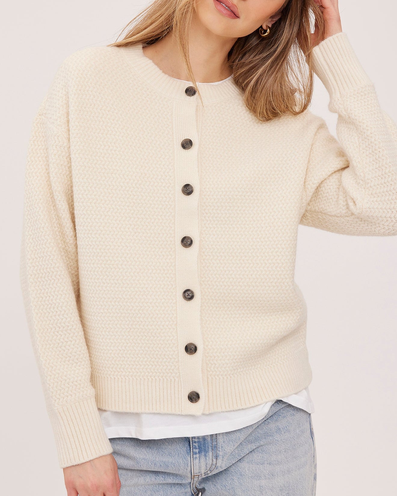 cream knit cardigan