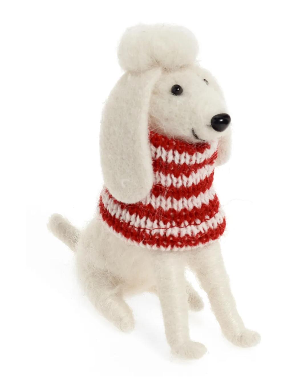 dog ornament with a red scarf