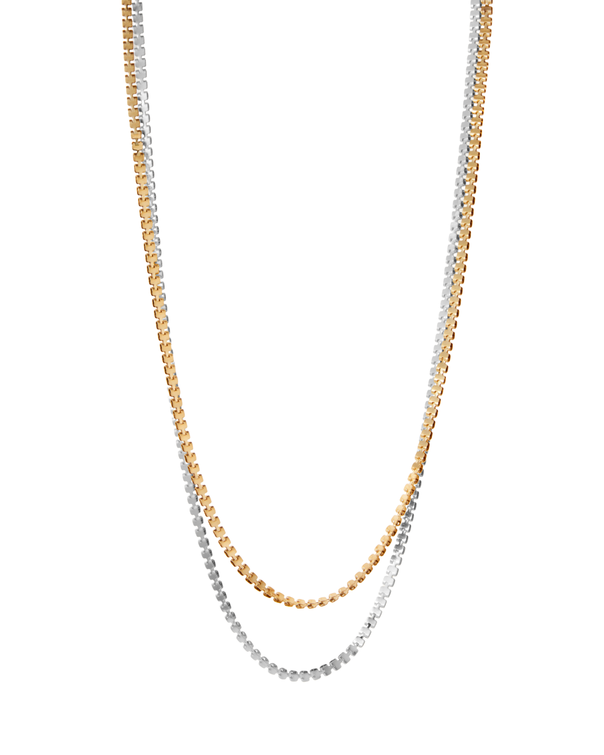 double chain necklace in two tone