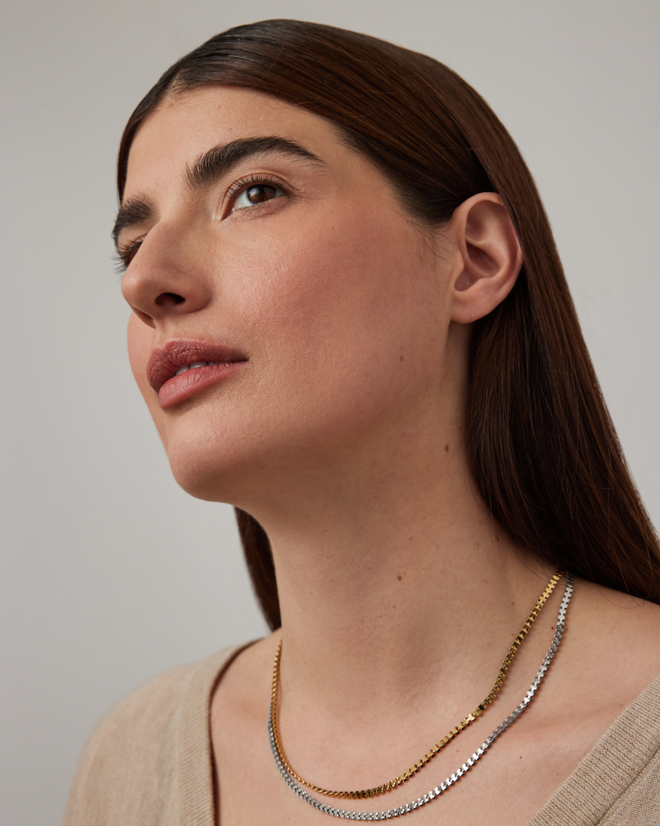 double chain necklace in two tone