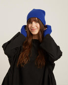 blue fingerless mitts