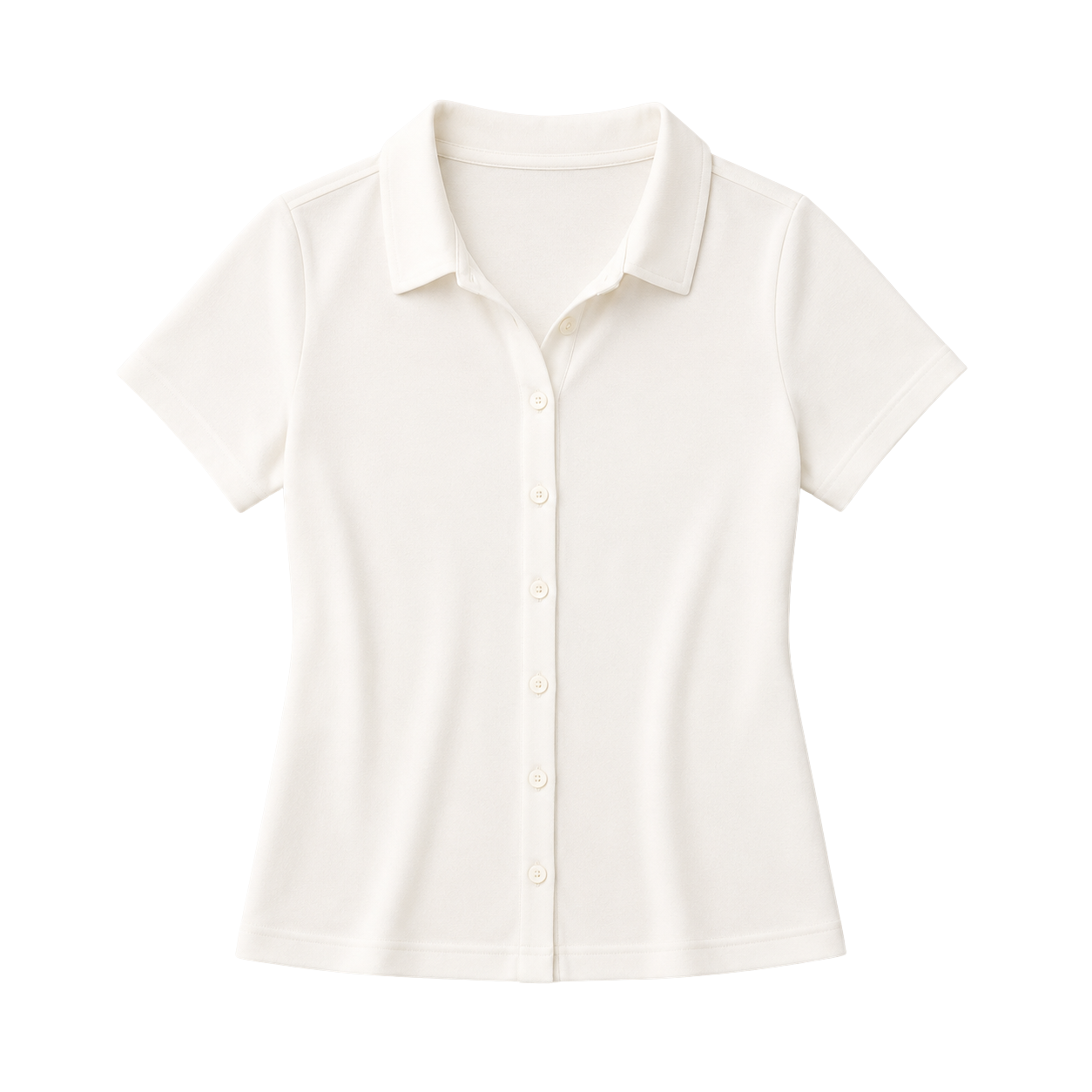 white short sleeve polo button up