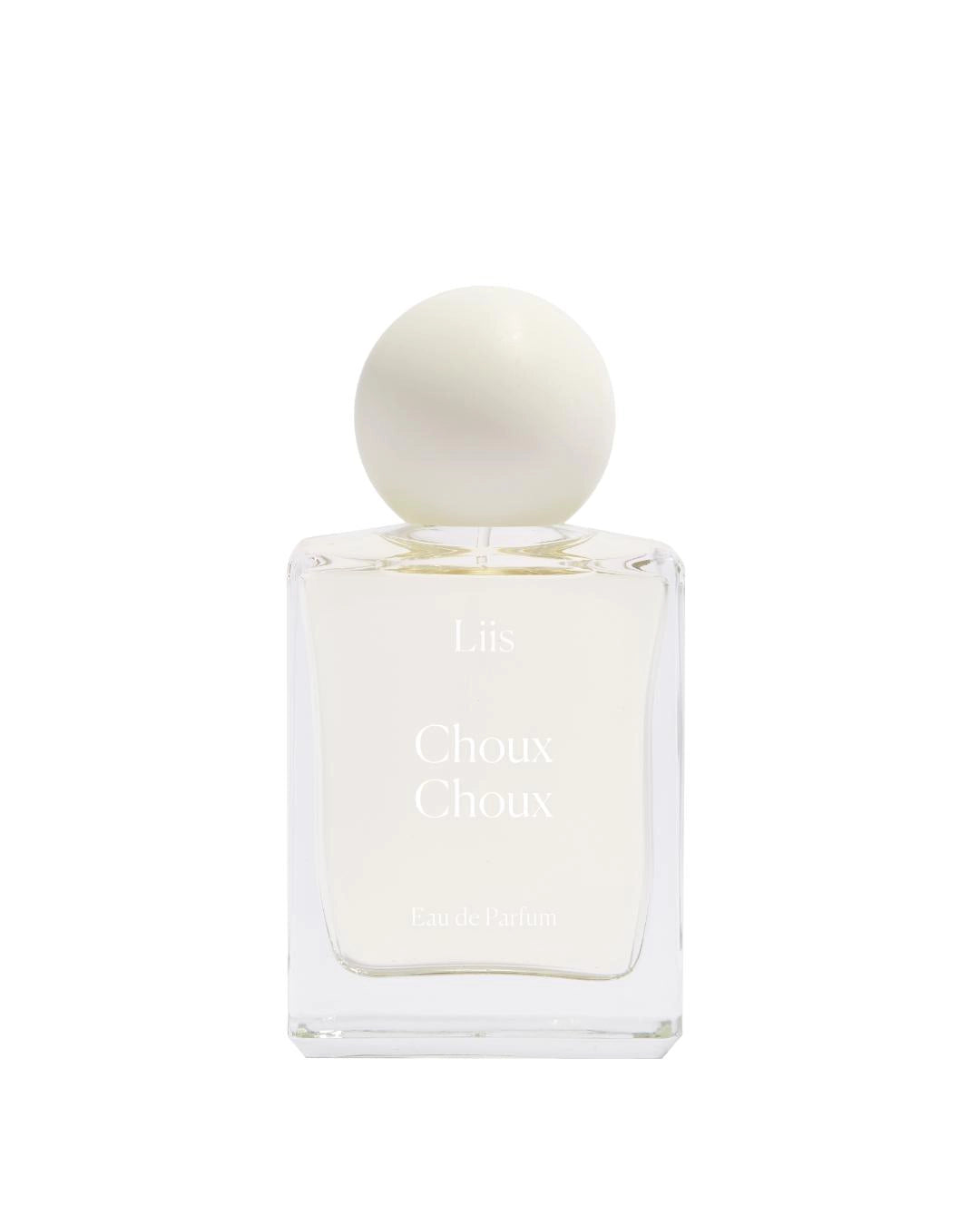 White perfume bottle with 'Choux Choux' on it