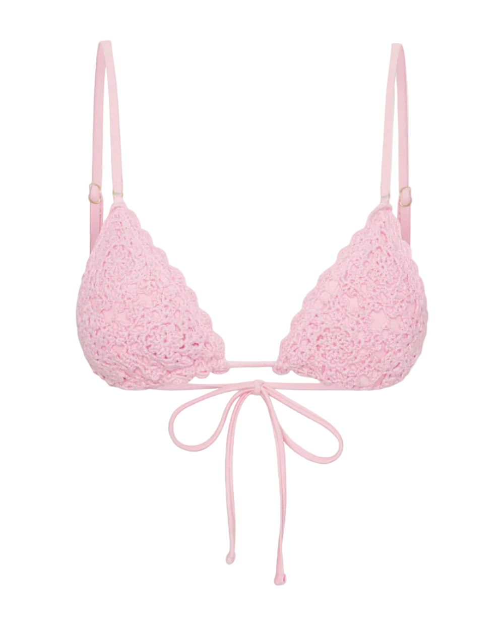 pink crochet bikini top