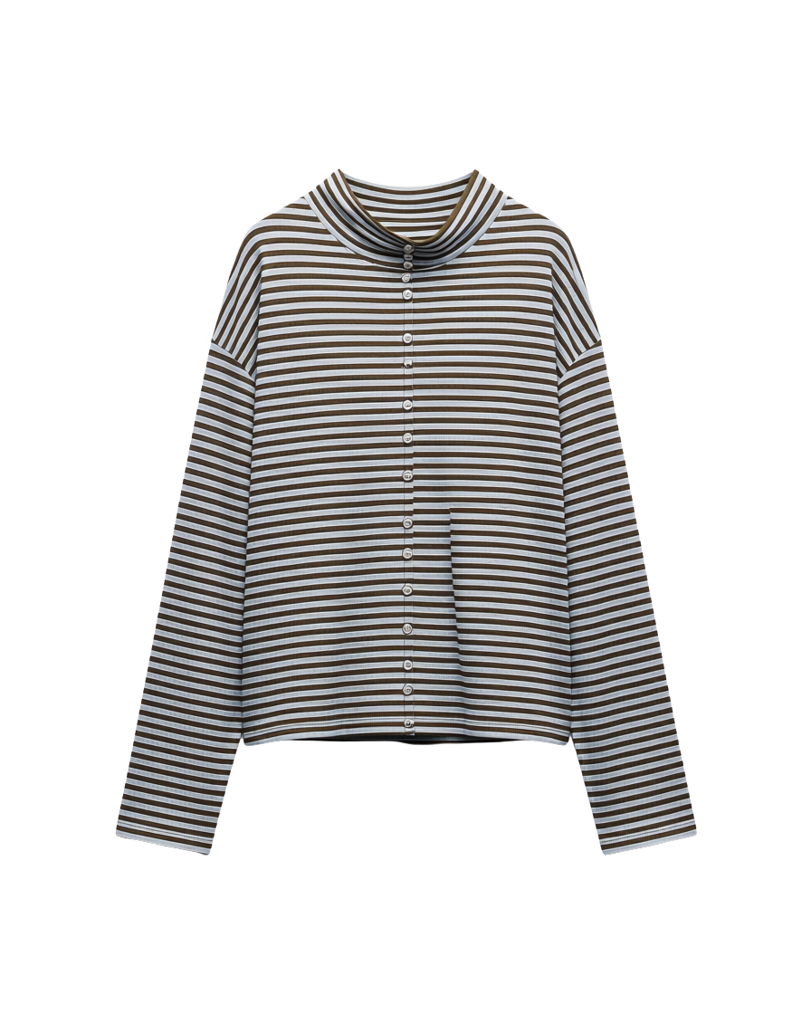 blue and brown stripe cardigan
