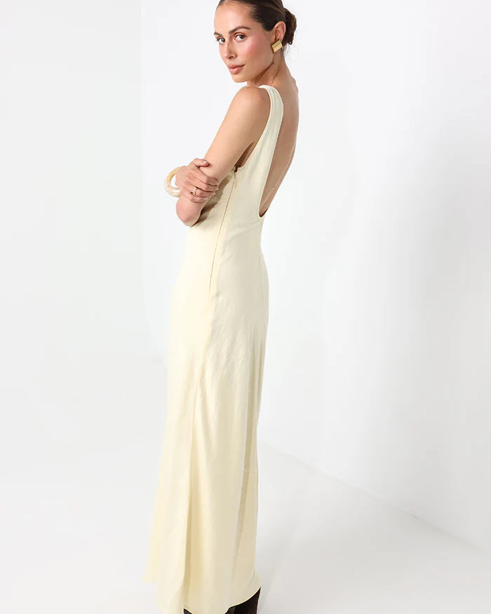 maxi dress in pale yellow