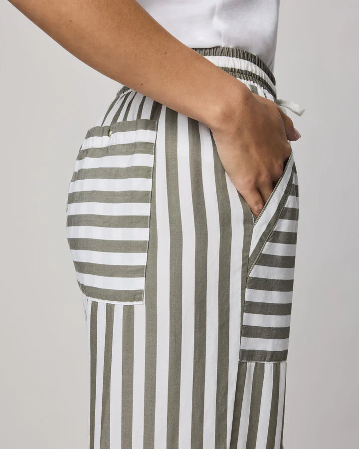 wide leg stripe pant in green and white