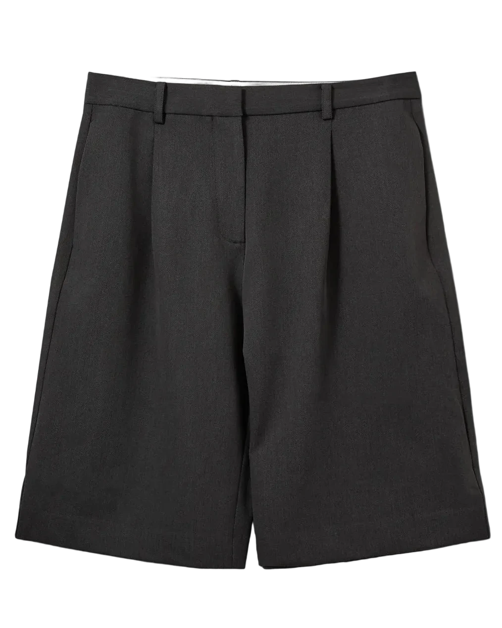knee length suiting shorts in dark grey