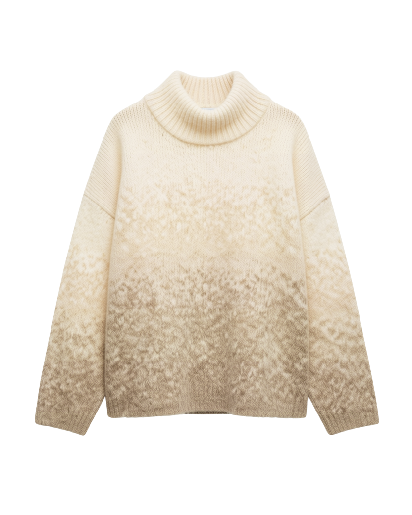 oversized chunky sweater in cream that fades into brown