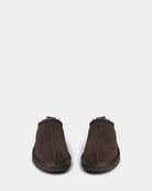dark brown slip on suede shoe