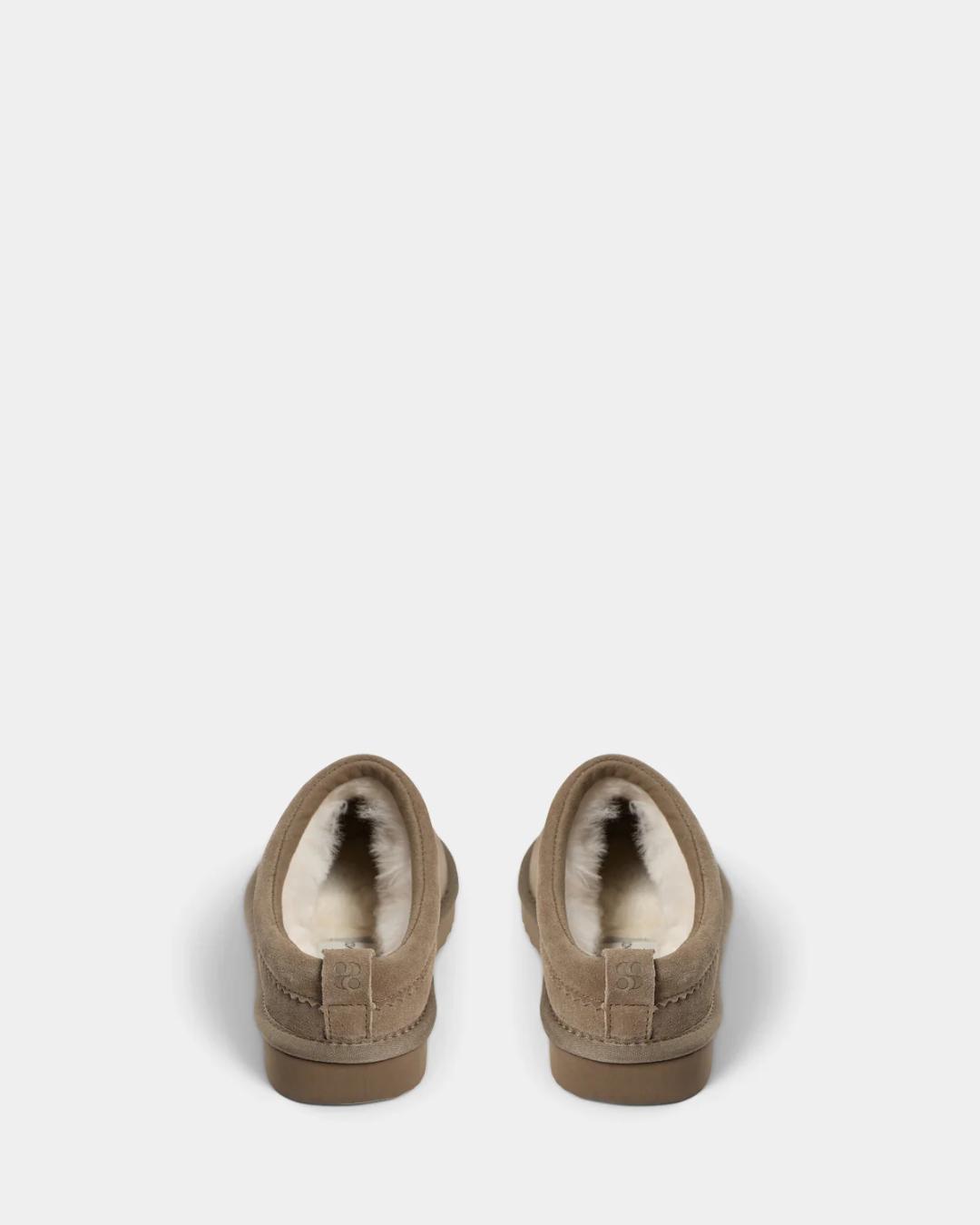 light brown suede slip on shoes