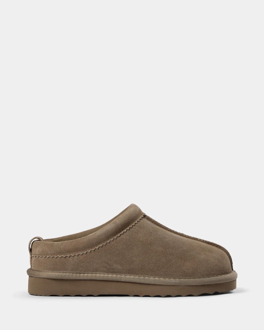 light brown suede slip on shoes