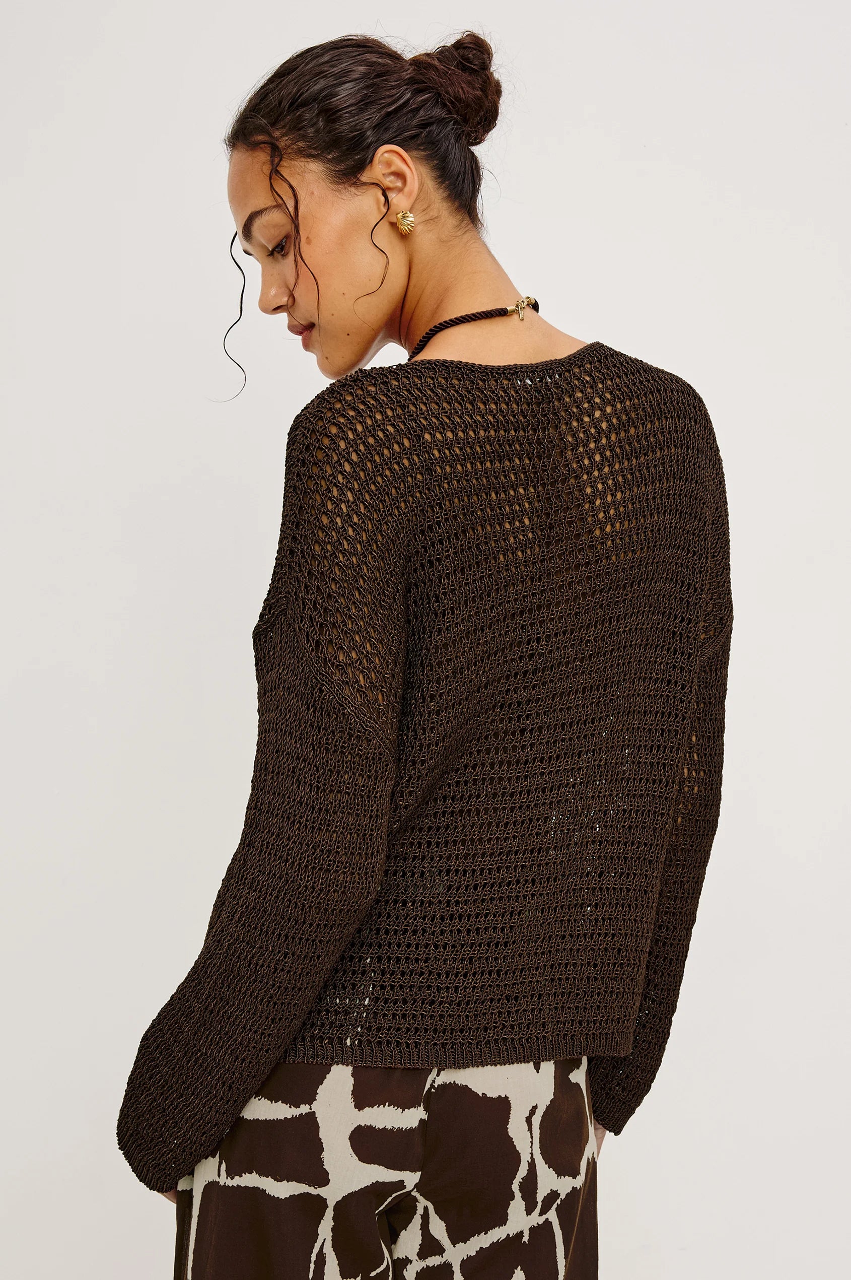 open knit brown sweater