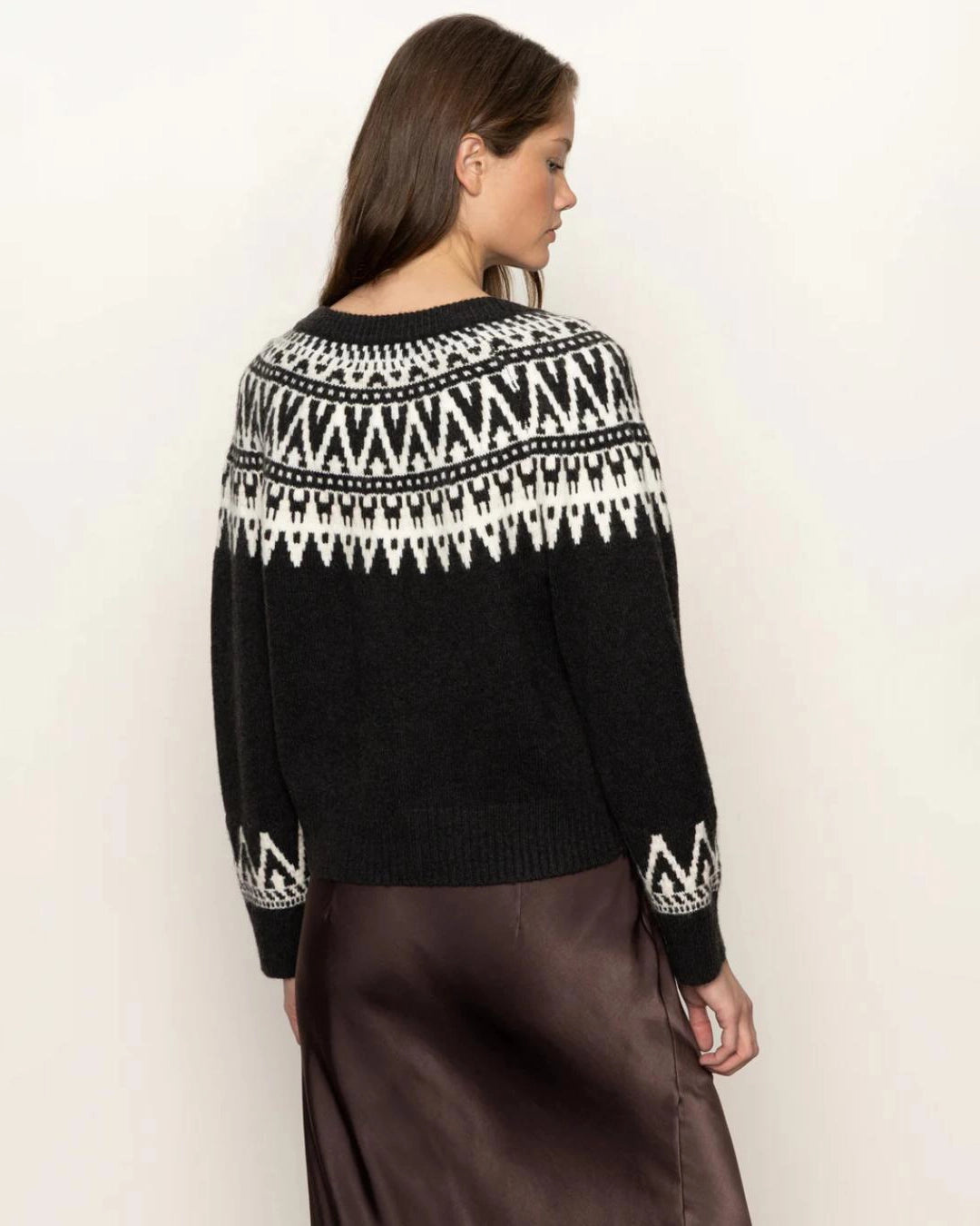 fairisle cardigan in black with white details