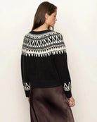 fairisle cardigan in black with white details