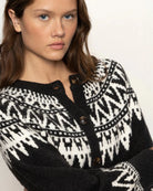 fairisle cardigan in black with white details