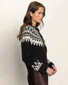 fairisle cardigan in black with white details