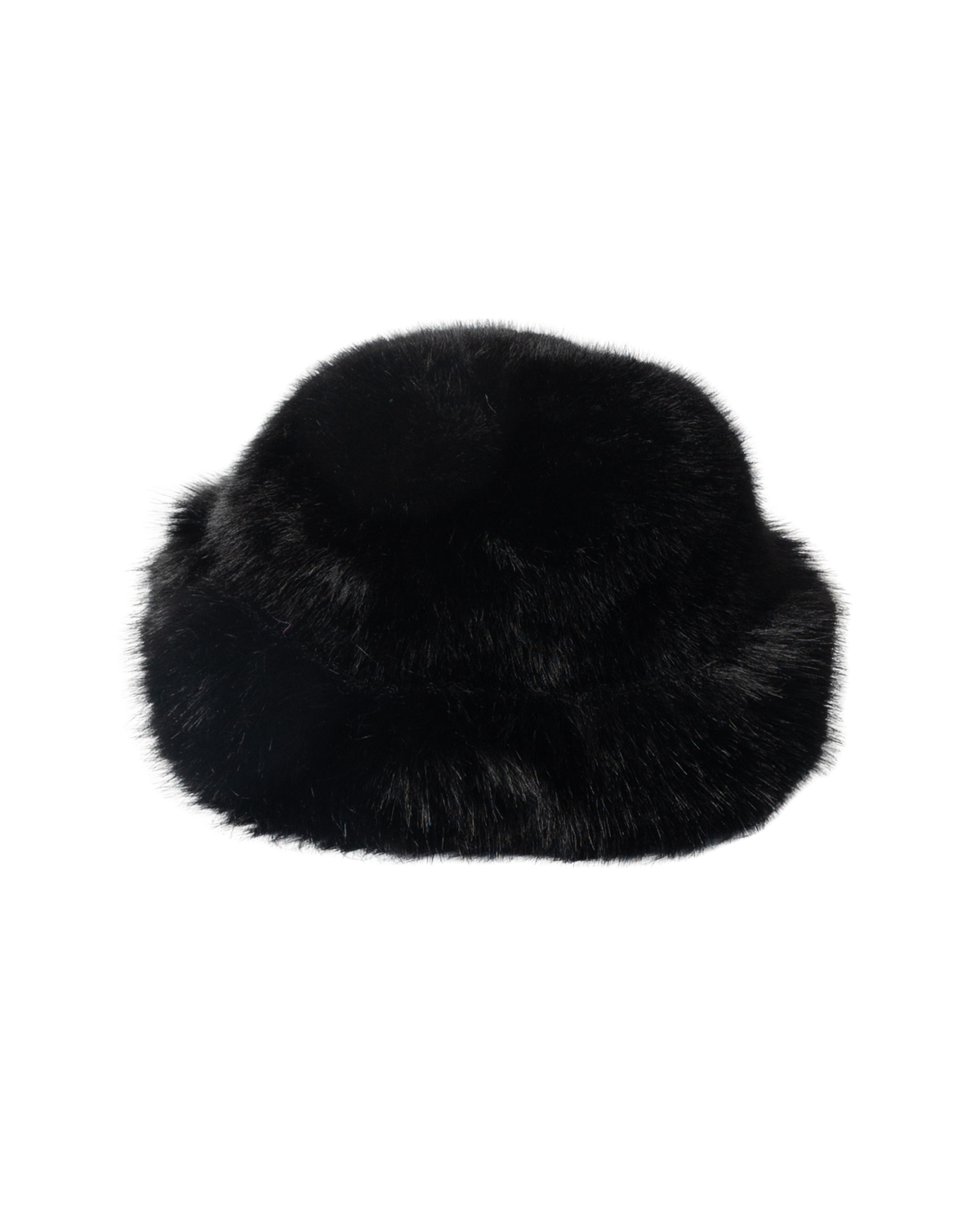 faux fur winter bucket hat in black