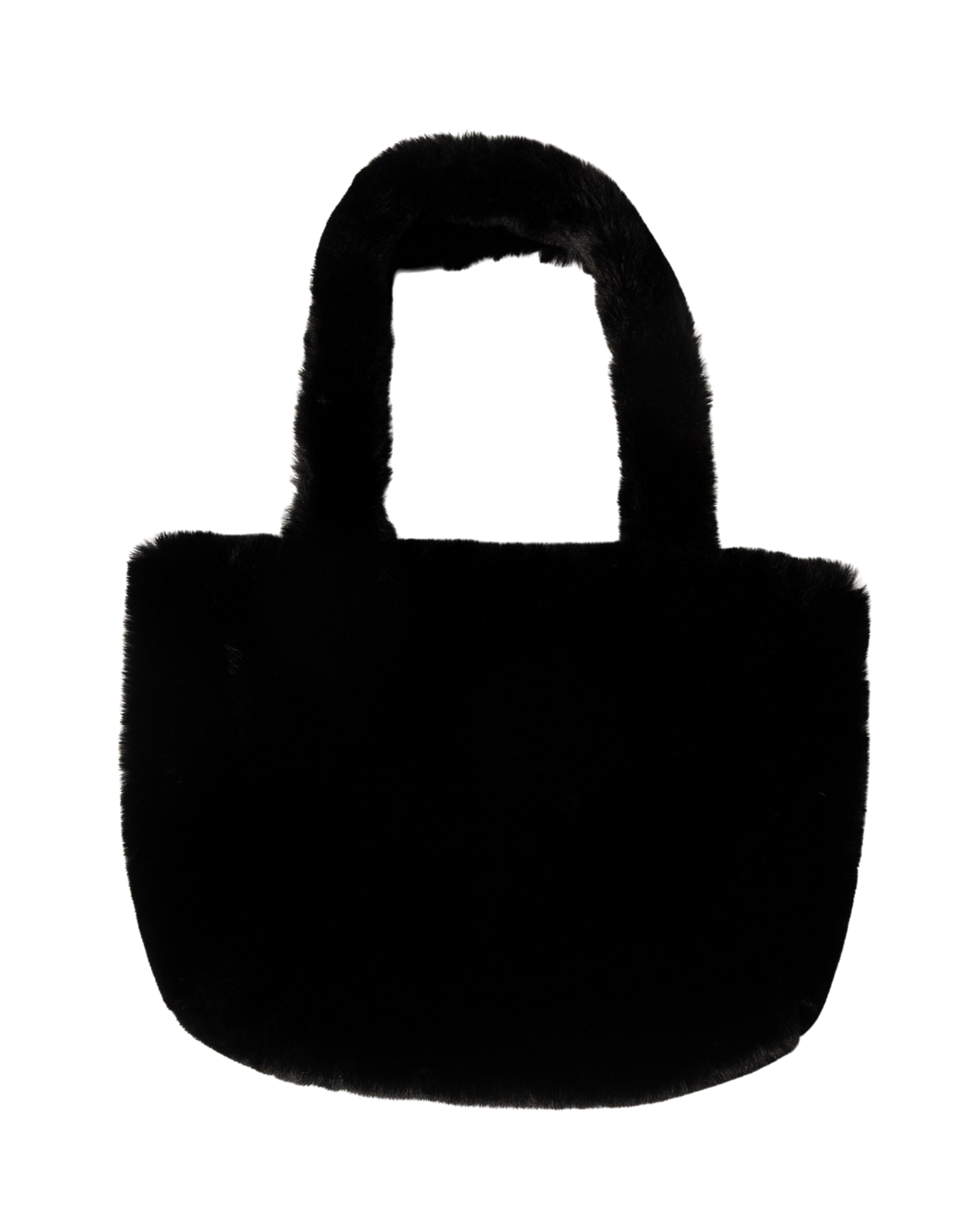 large black faux fur tote bag