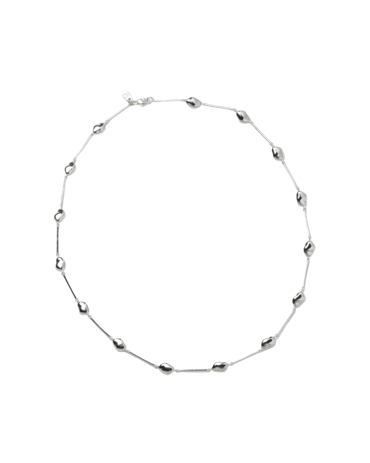 silver bean shaped necklace