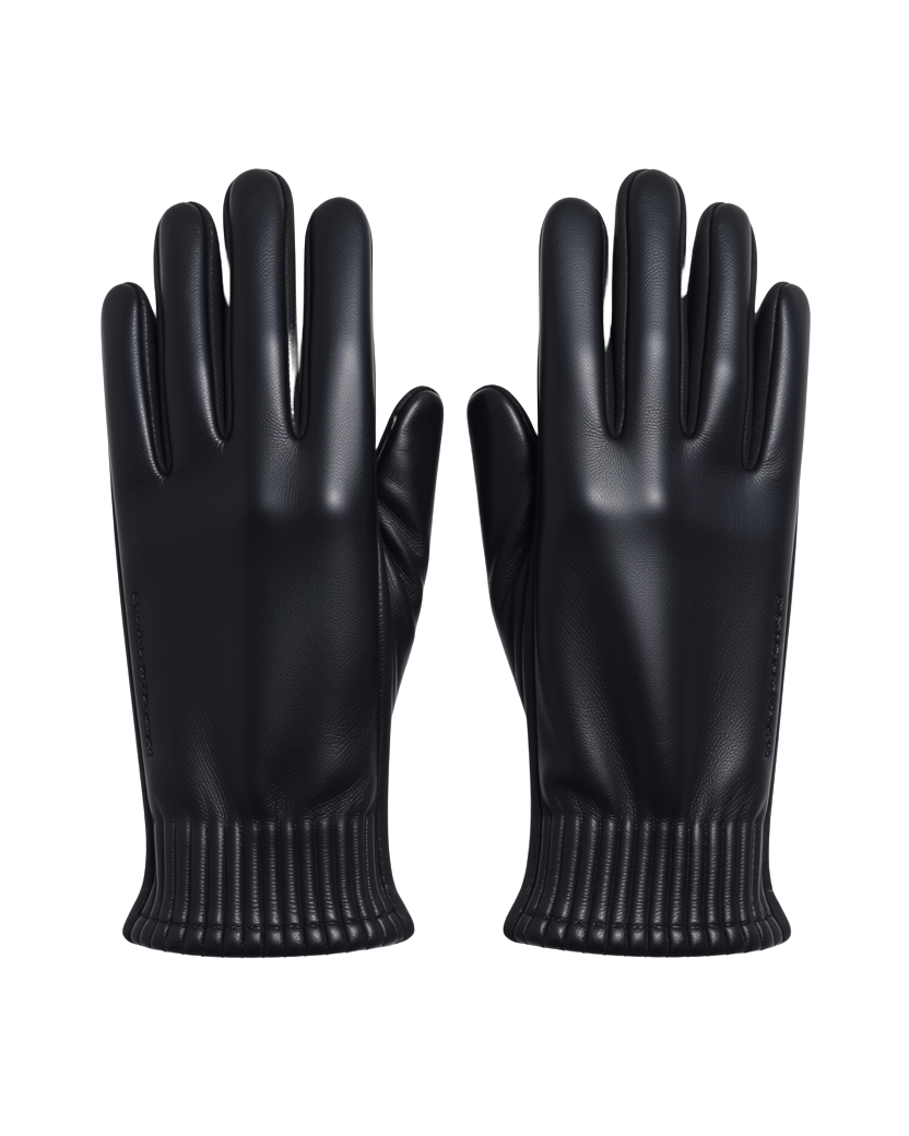black leather gloves