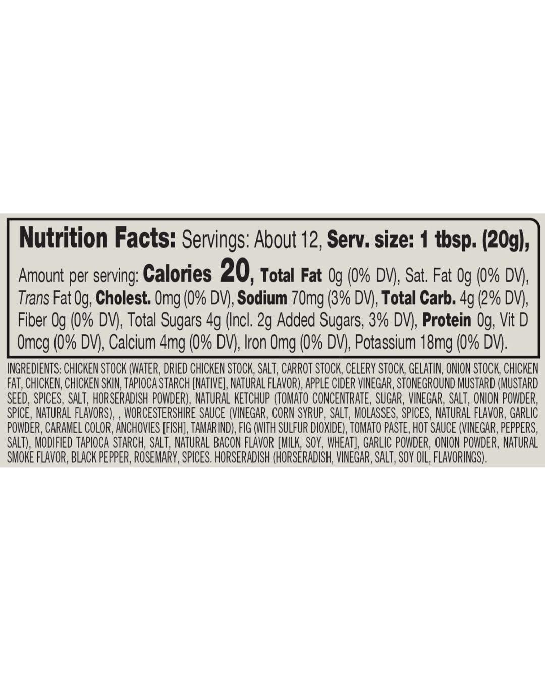 Nutrition label for a product with detailed ingredient list on a white background