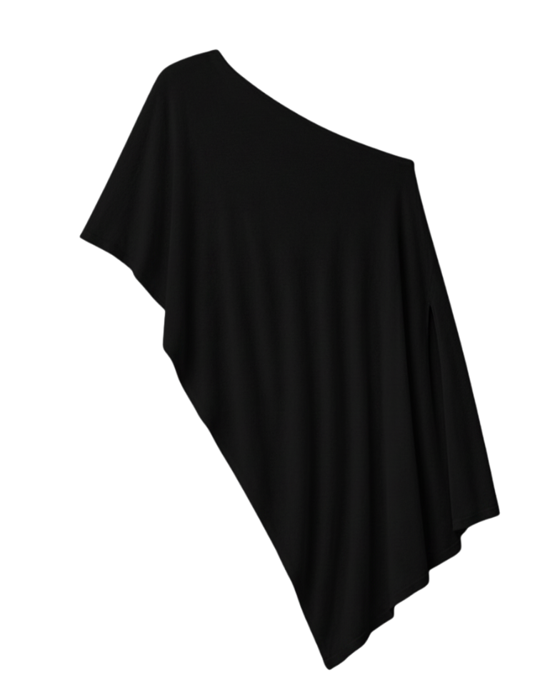 linen off the shoulder cape sweater