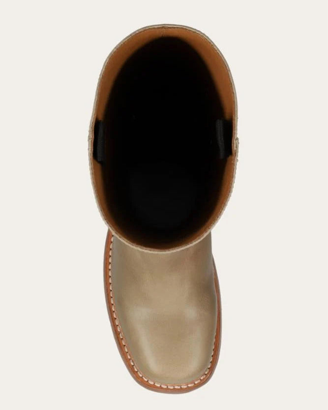 tall leather boot in a brown grey