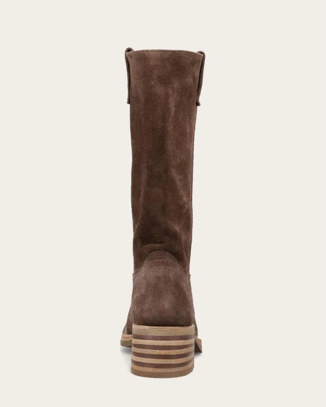 dark brown suede tall boot