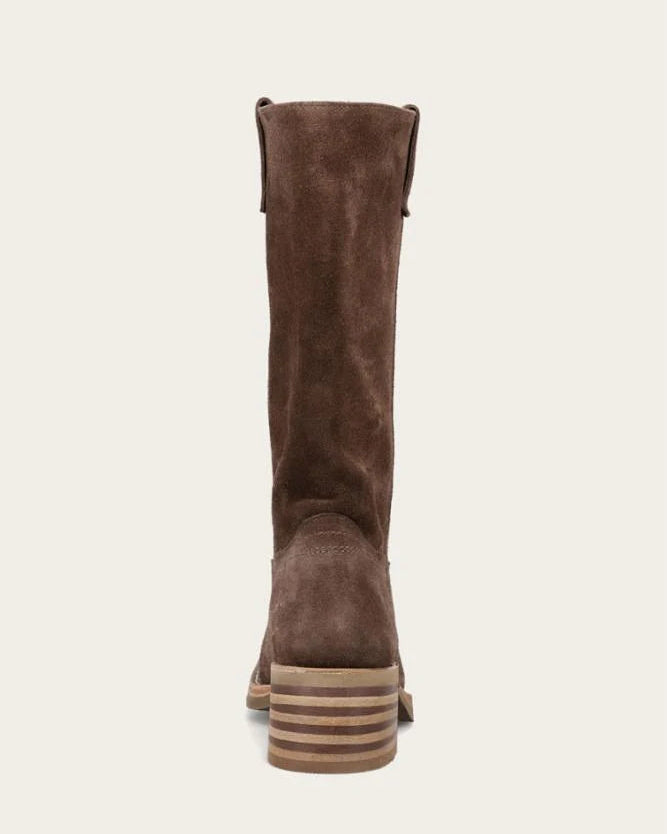dark brown suede tall boot