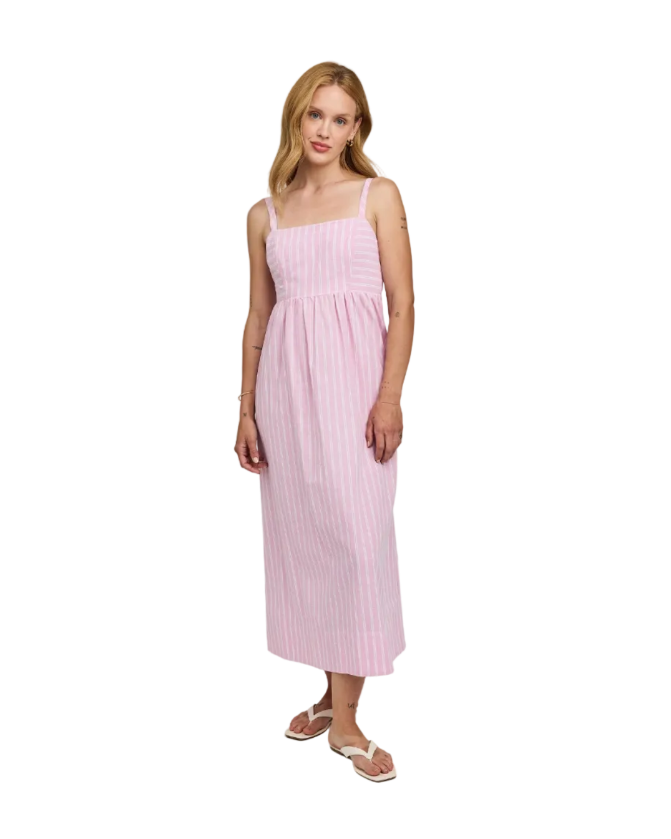 pink stripe midi summer dress