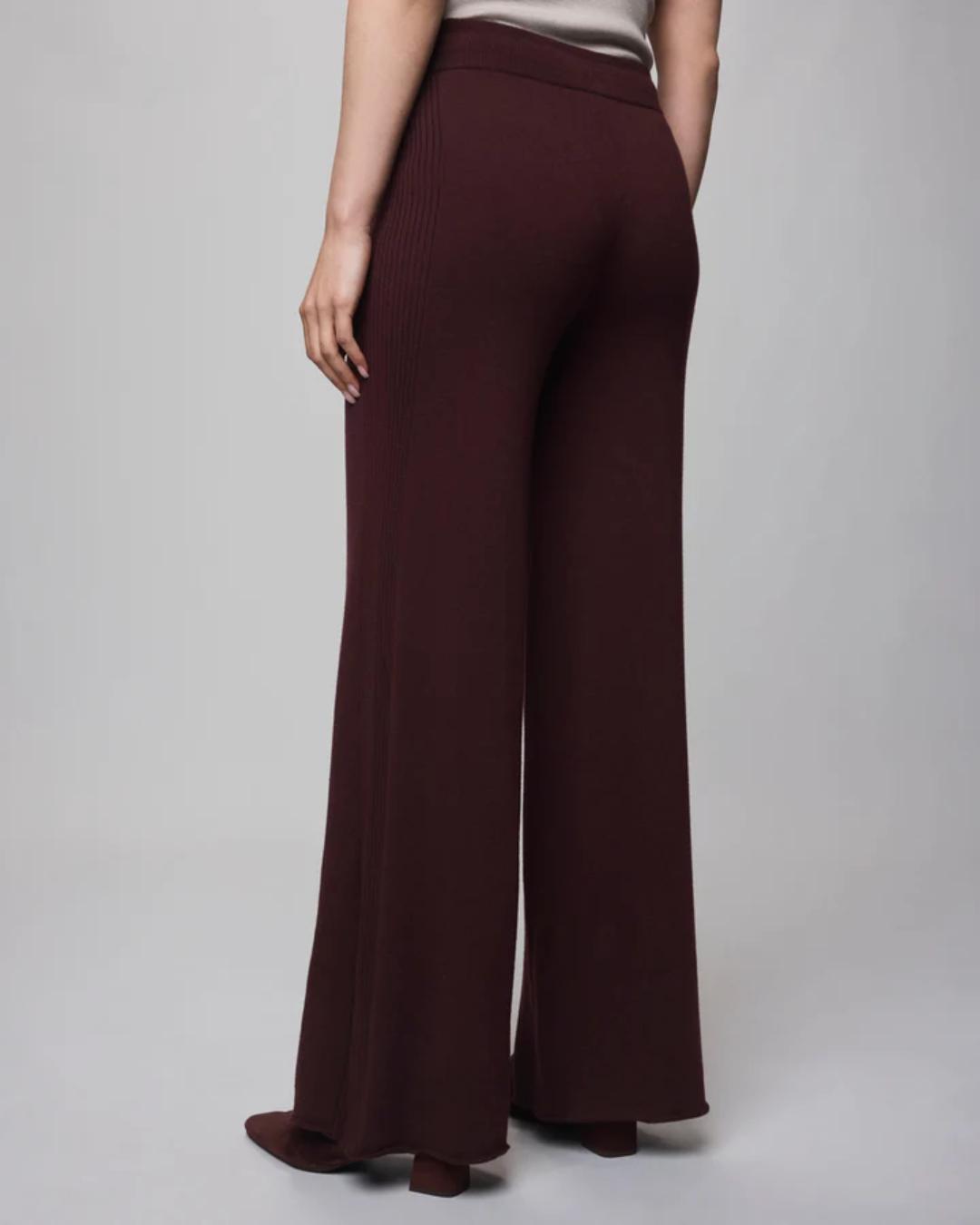 wide leg ribbed sweatpant in dark red