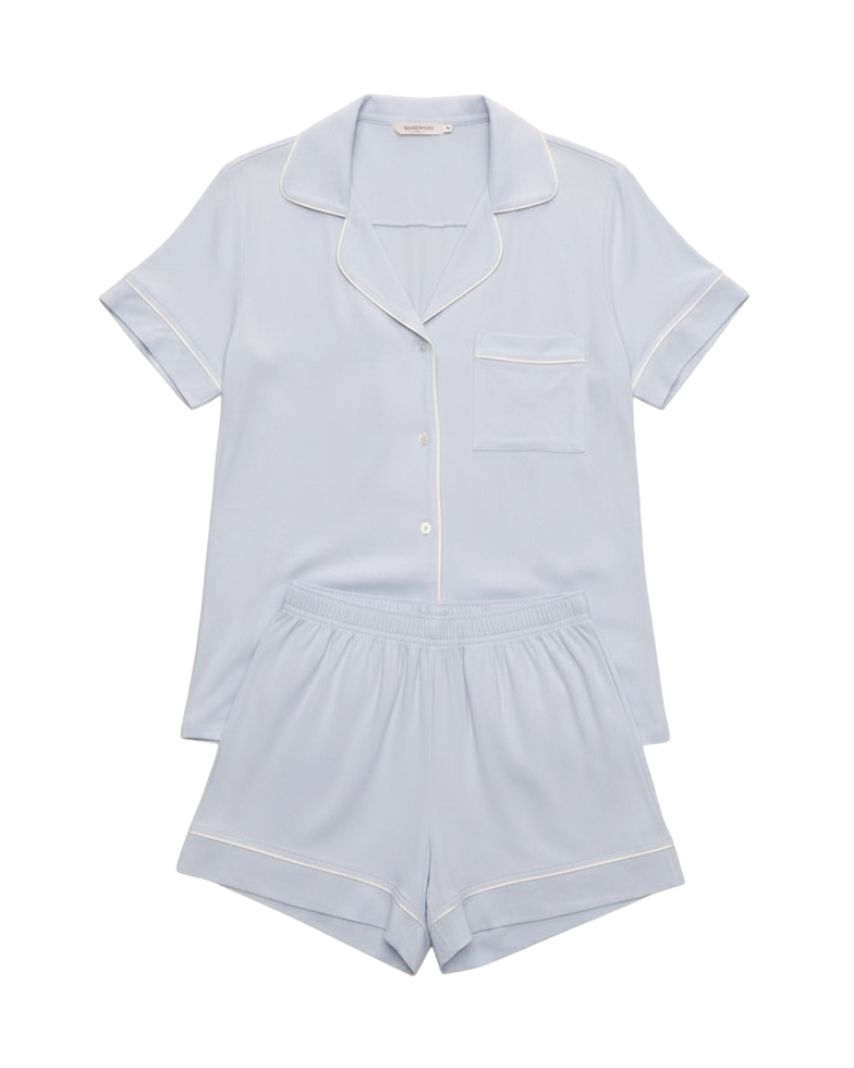pj short and top set in light blue