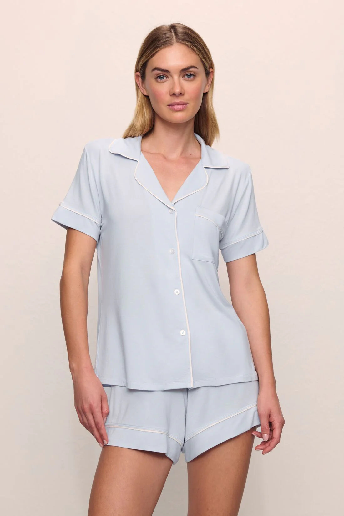 pj short and top set in light blue