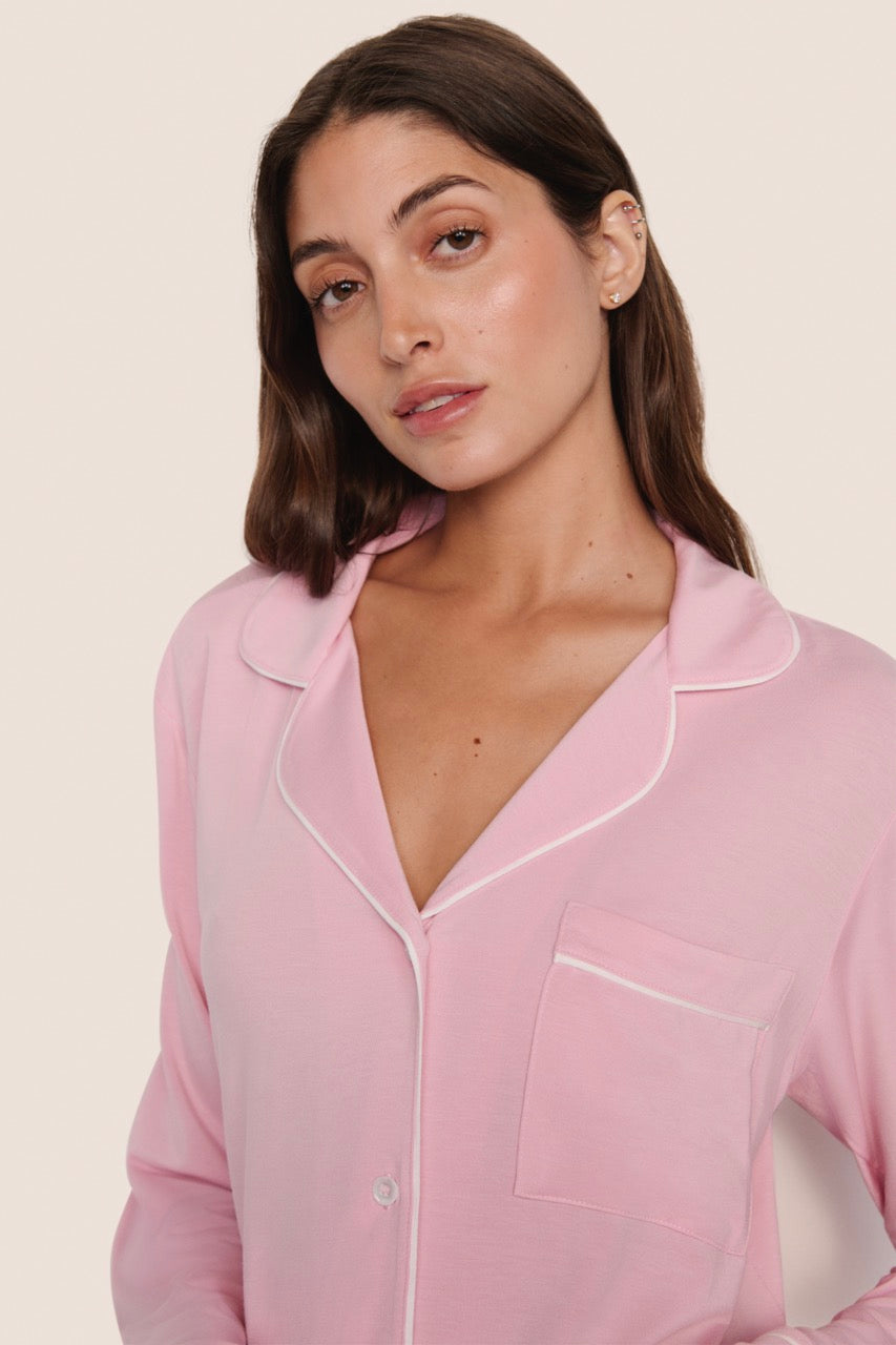 long sleeve and pant pj set in pink