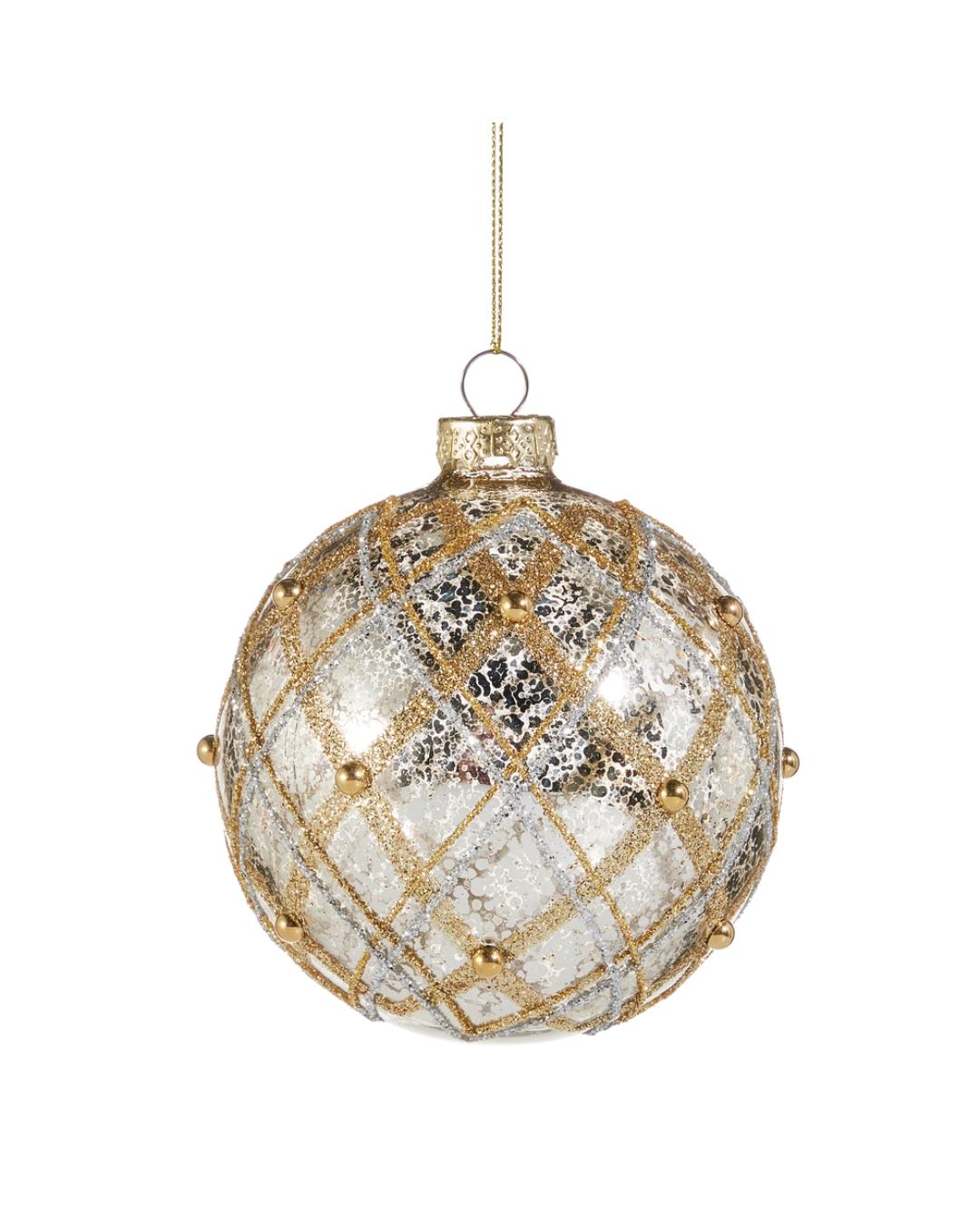 silver and gold ball ornament
