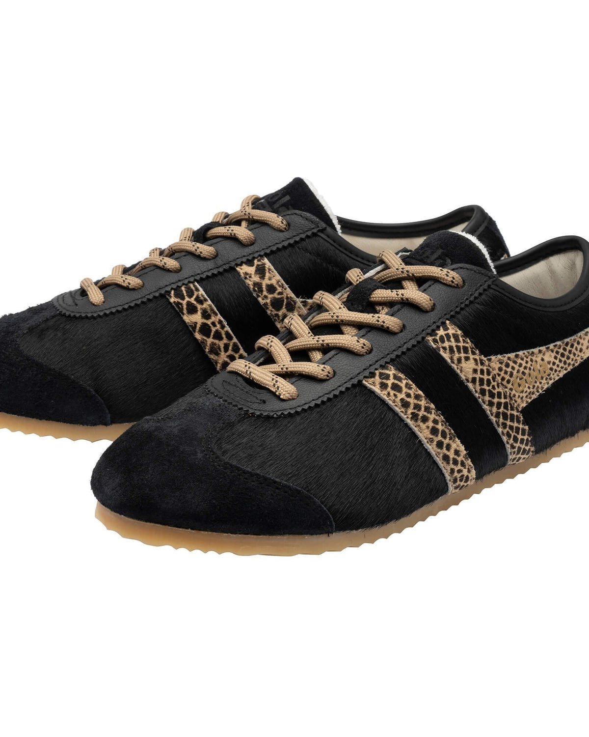 black hair snake skin detail sneaker