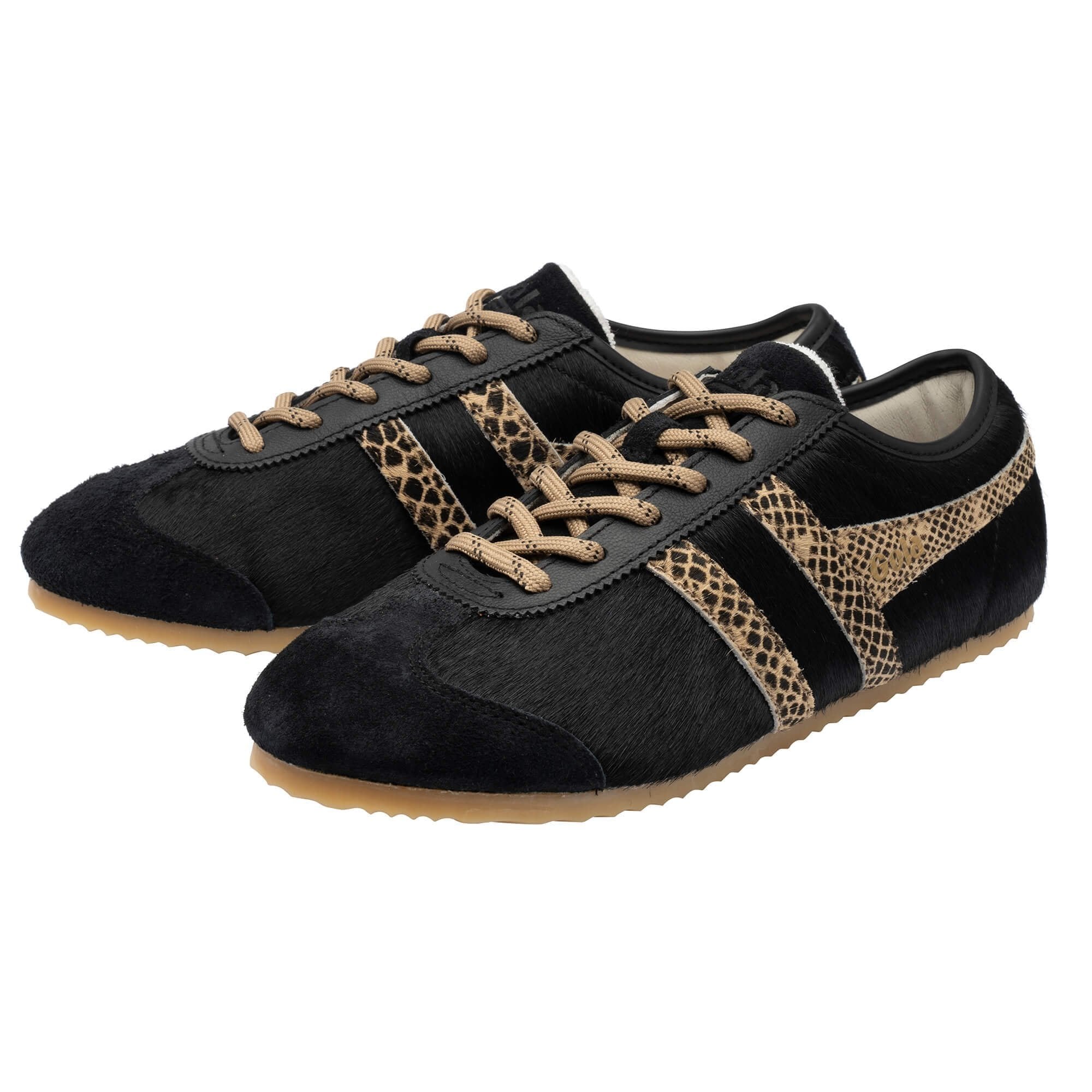 black hair snake skin detail sneaker