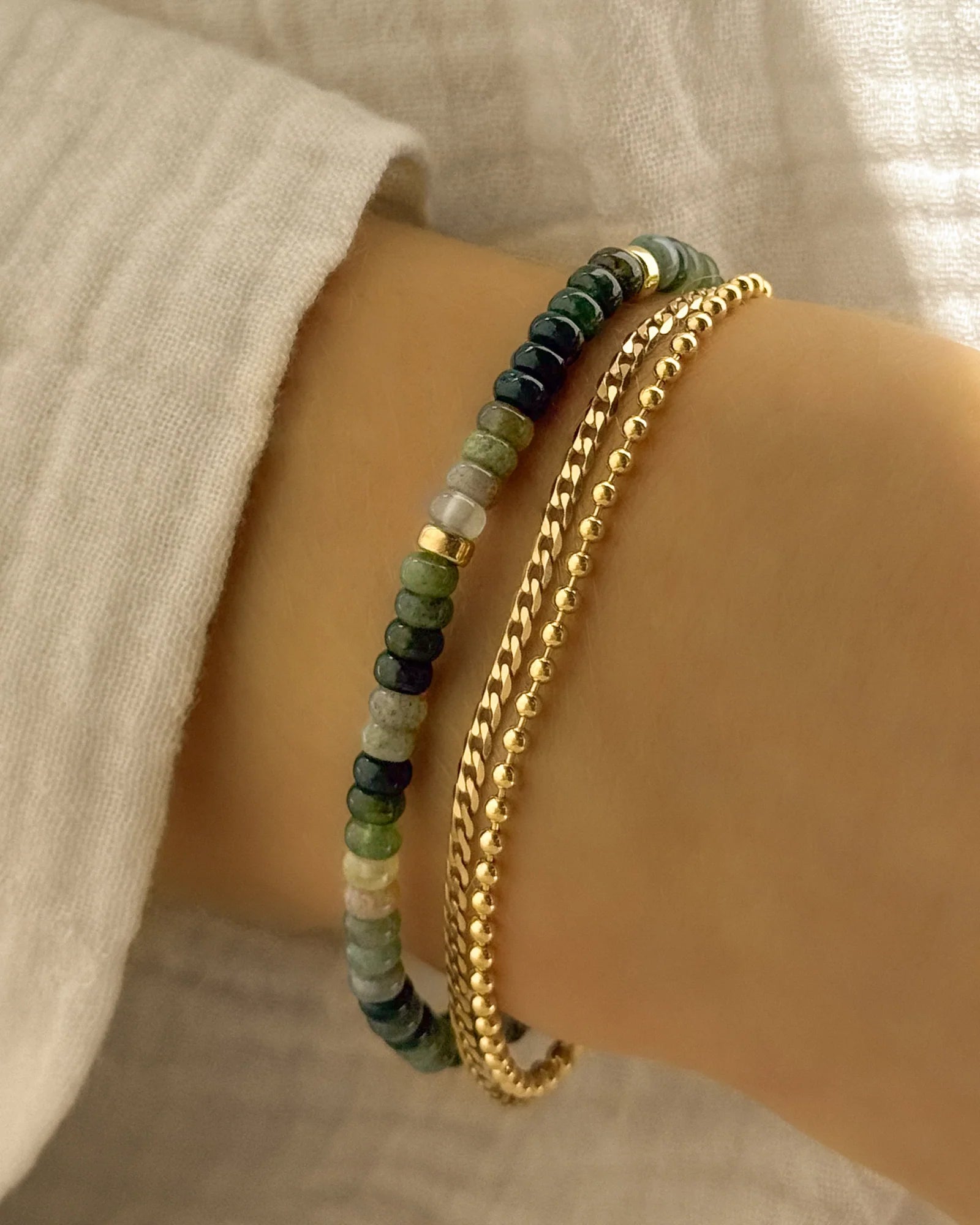green beaded bracelet