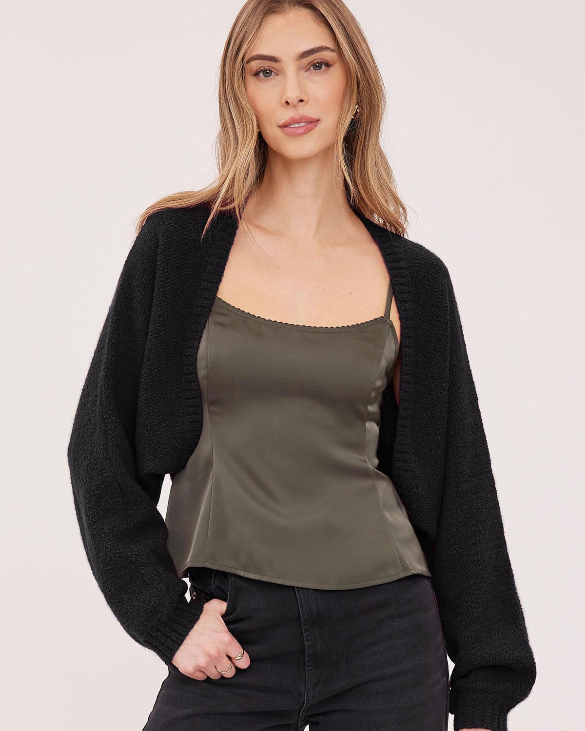 black crop cardigan