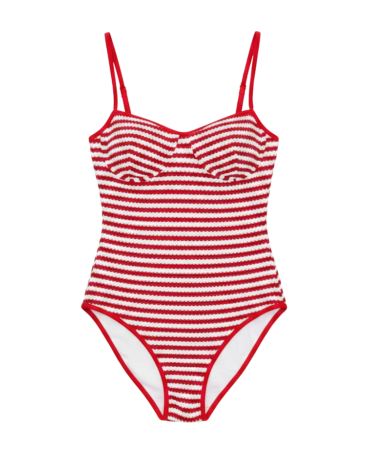 onepiece swimsuit in a red and white stripe