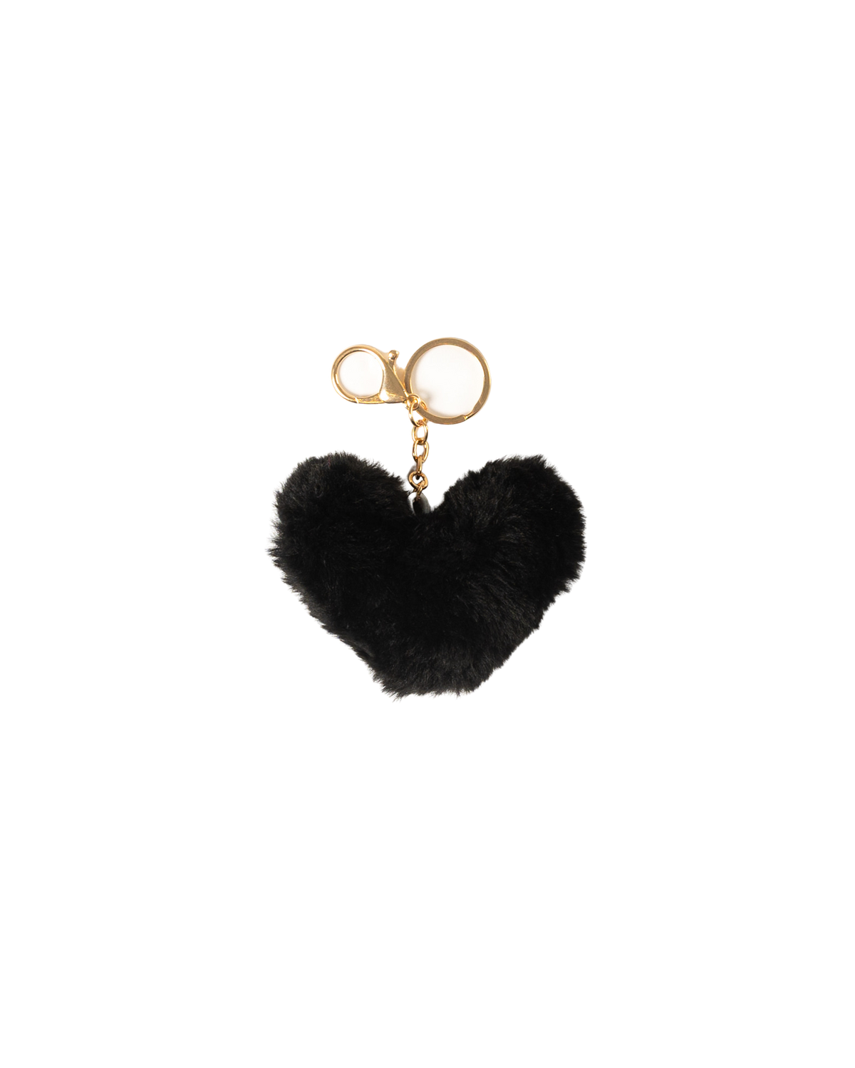 black faux fur heart bag charm