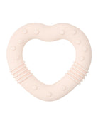 light pink baby teether in the shape of a heart