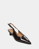 black leather stiletto sling backs