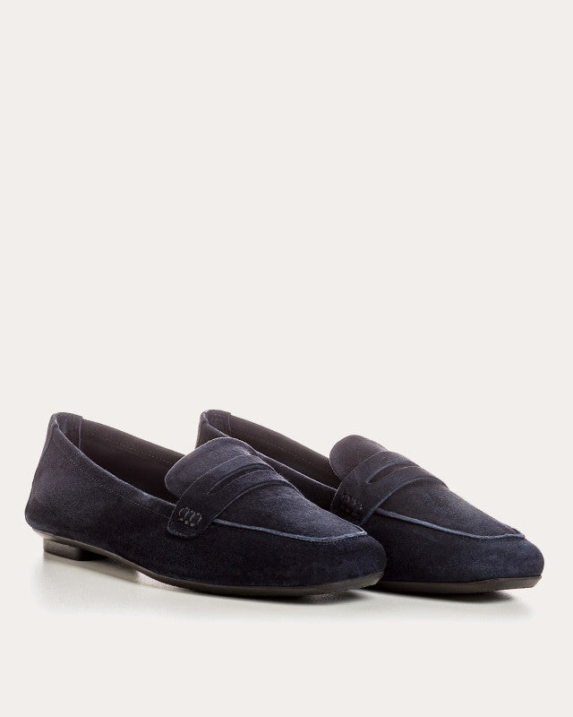 navy suede loafer shoe