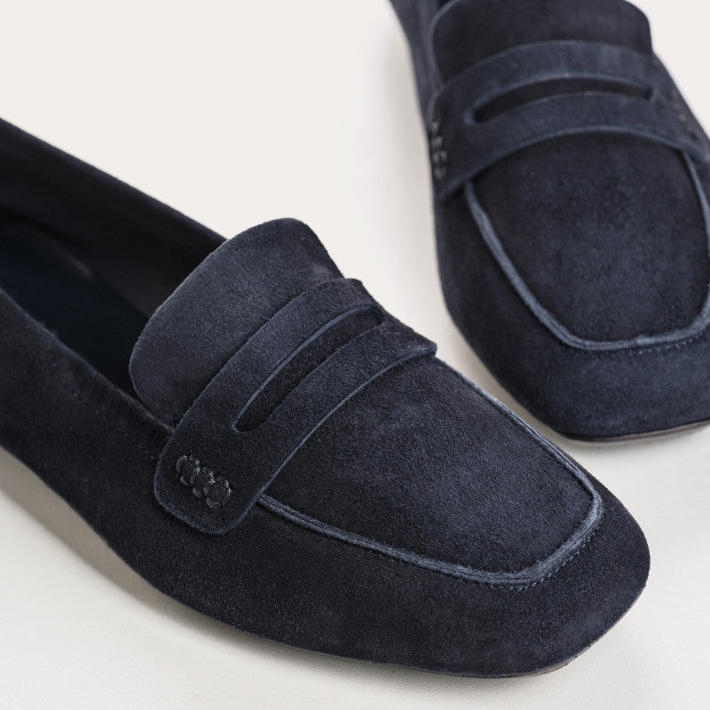 navy suede loafer shoe