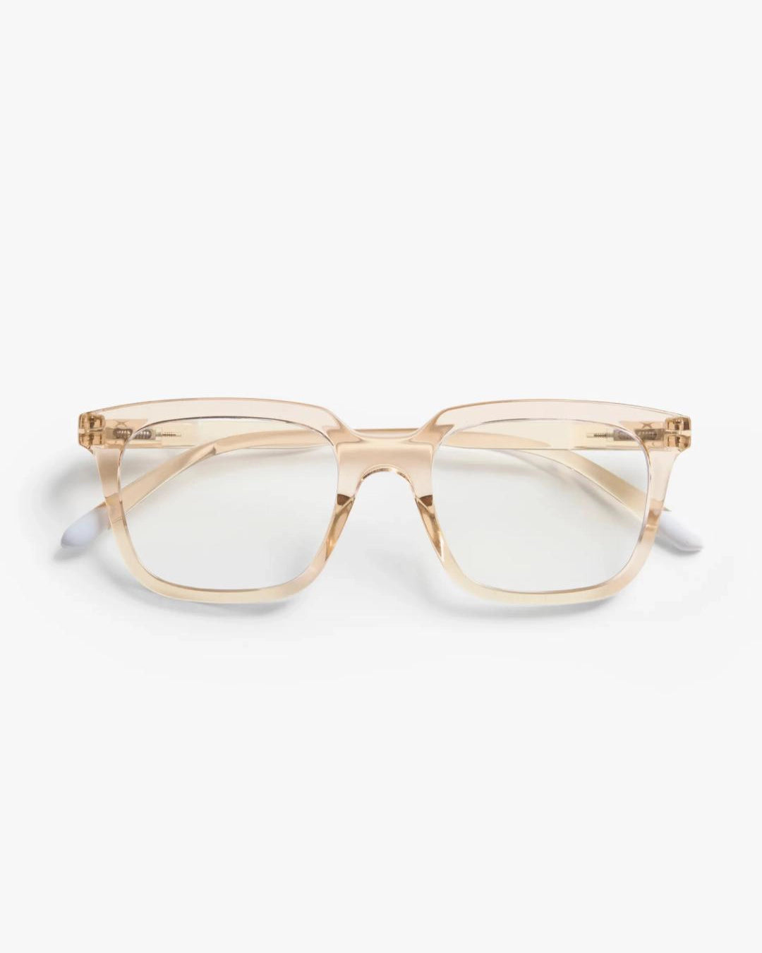 a pair of clear pink eyeglasses for blue light by Barner