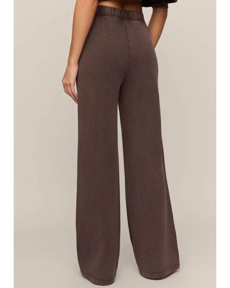 brown lounge drawstring pant with wide leg